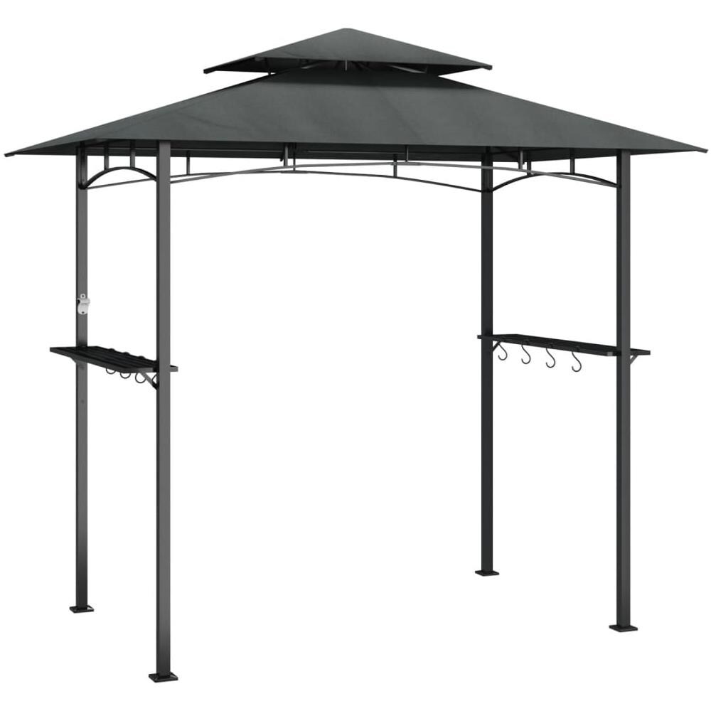 Gazebo Barbecue Ripiani Laterali Antracite 240x150x243 Acciaio - Foto 2