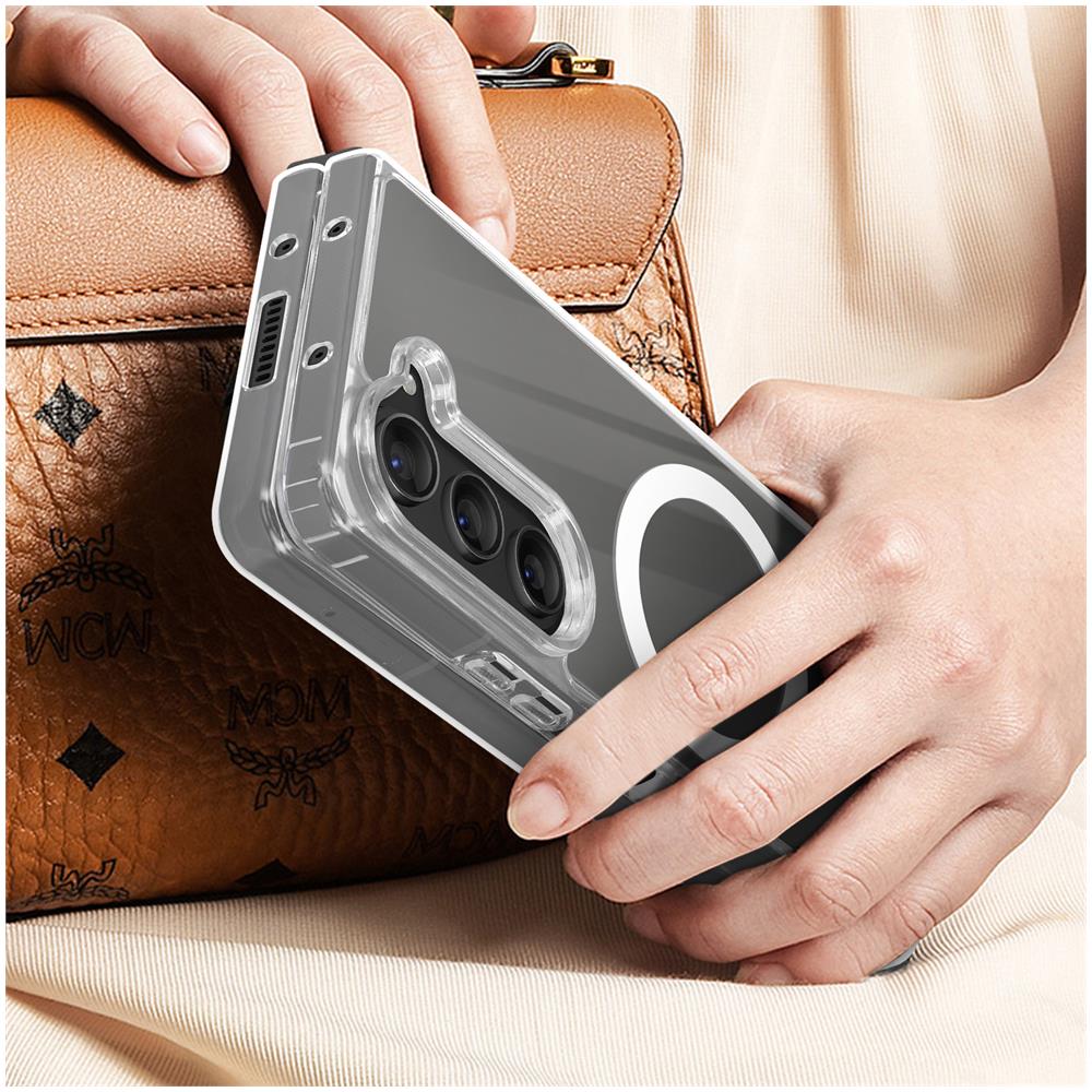 Cover Magsafe Per Samsung Galaxy Z Fold5 Rigida Serie Crystal Mag Trasparente - Foto 5