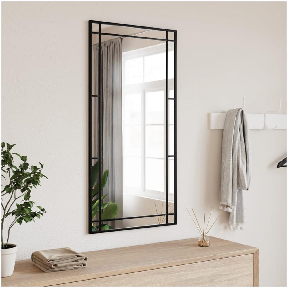 Specchio da Parete Nero 50x100 cm Rettangolare in Ferro - Foto 1