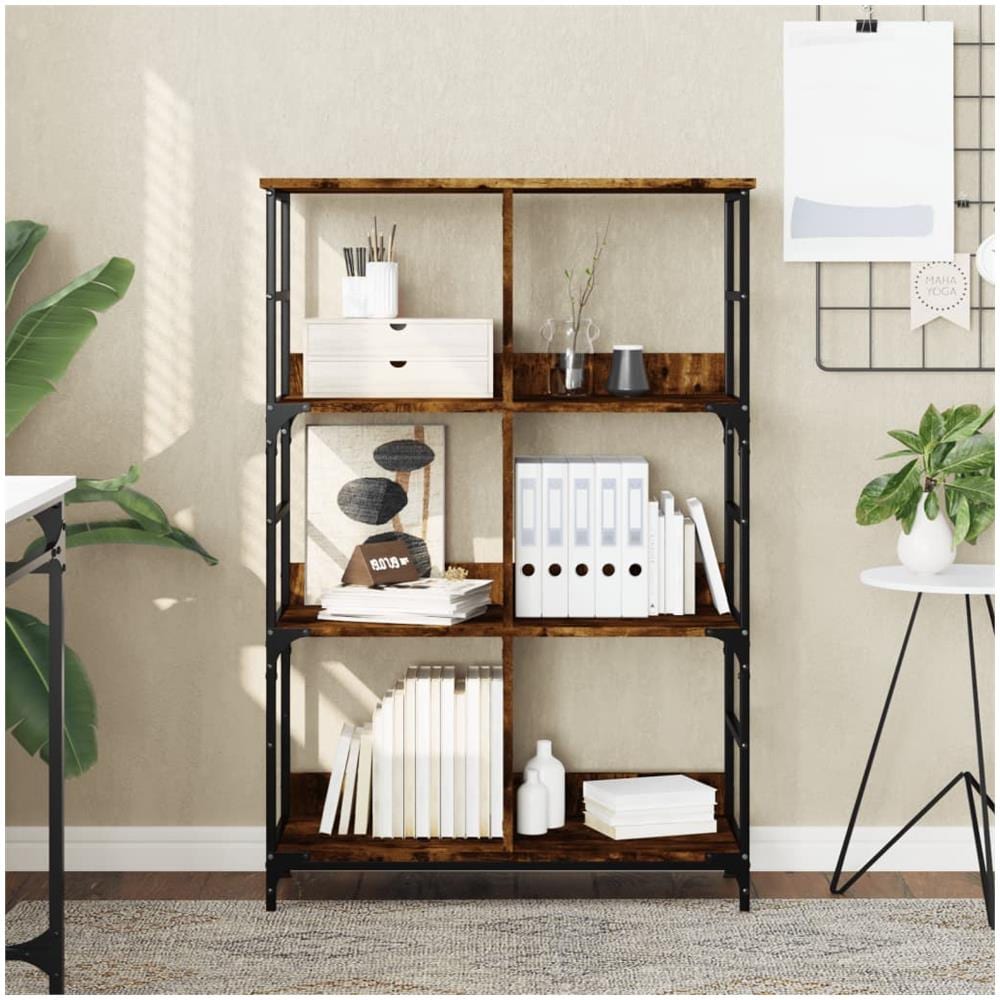 Libreria Rovere Fumo 78,5x33x117,5 Cm In Legno Multistrato - Foto 1