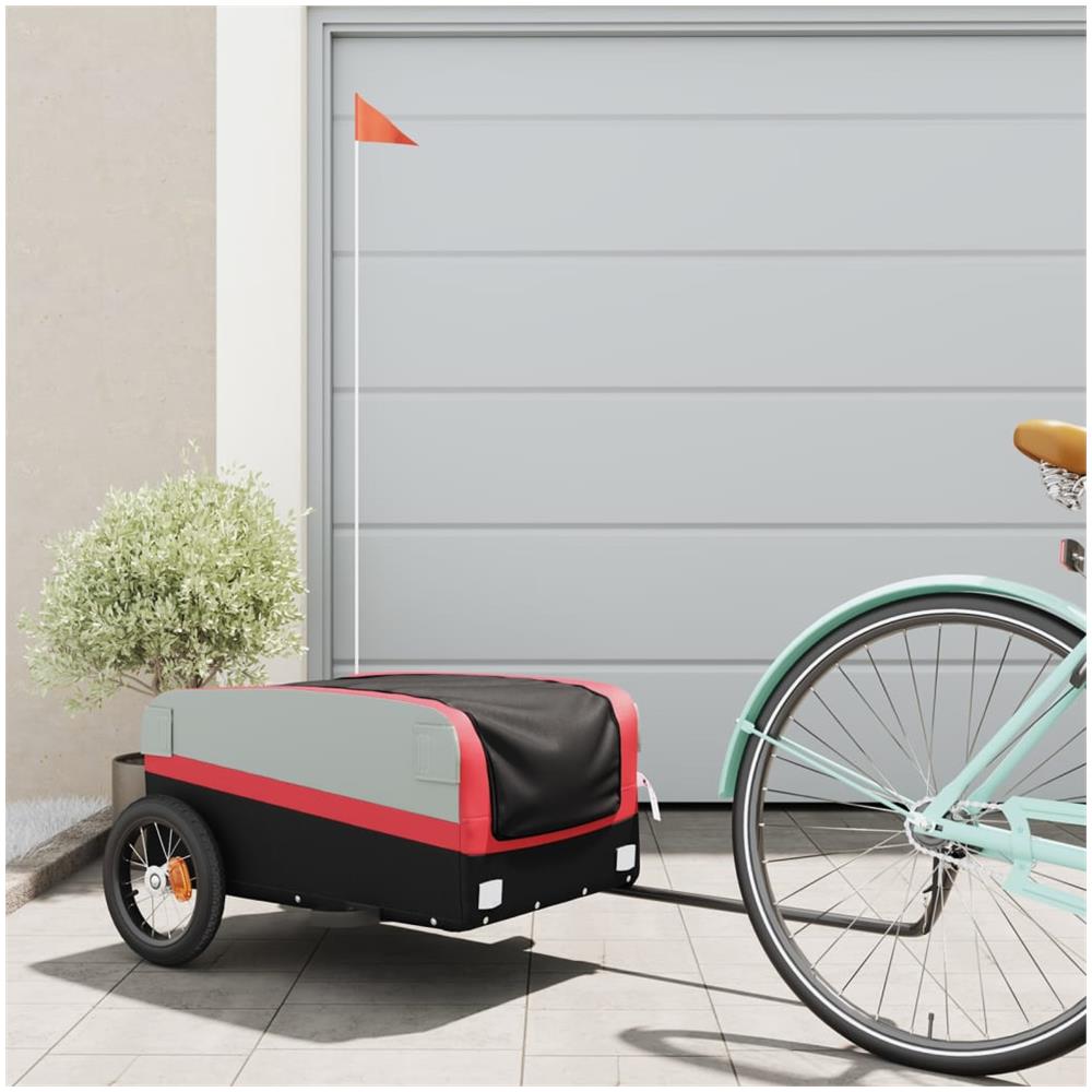 Rimorchio Da Bici Da Carico Nero E Rosso 30 Kg In Ferro - Foto 1