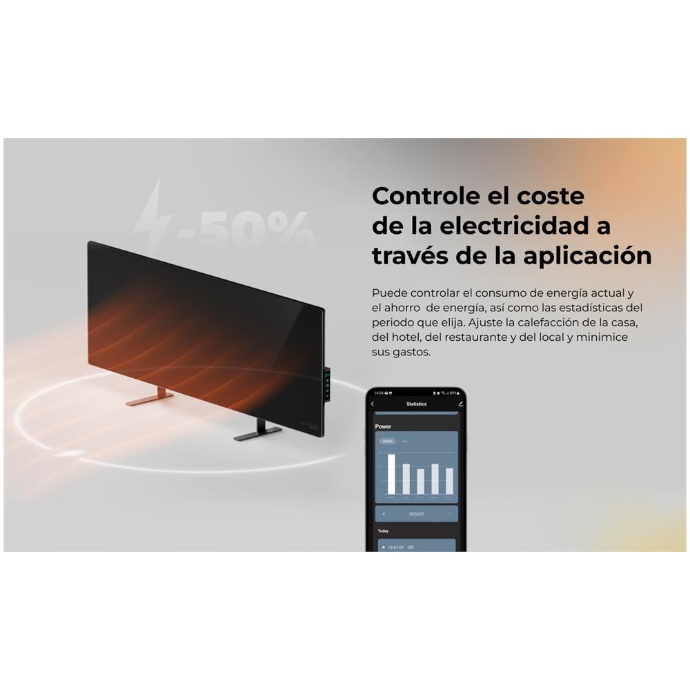 Infrarot Heizkörper Premium Eco Smart LED GH4S 700W BK retail Interno Nero Riscaldatore ambiente elettrico a infrarossi - Foto 17