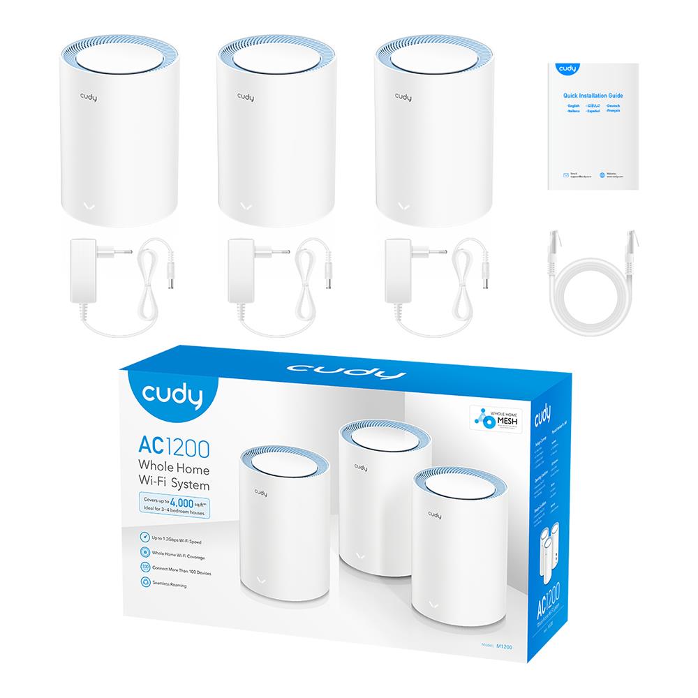 M1200 3-PACK sistema Wi-Fi Mesh Dual-band (2.4 GHz / 5 GHz) Wi-Fi 5 (802.11ac) Bianco 1 Interno - Foto 4