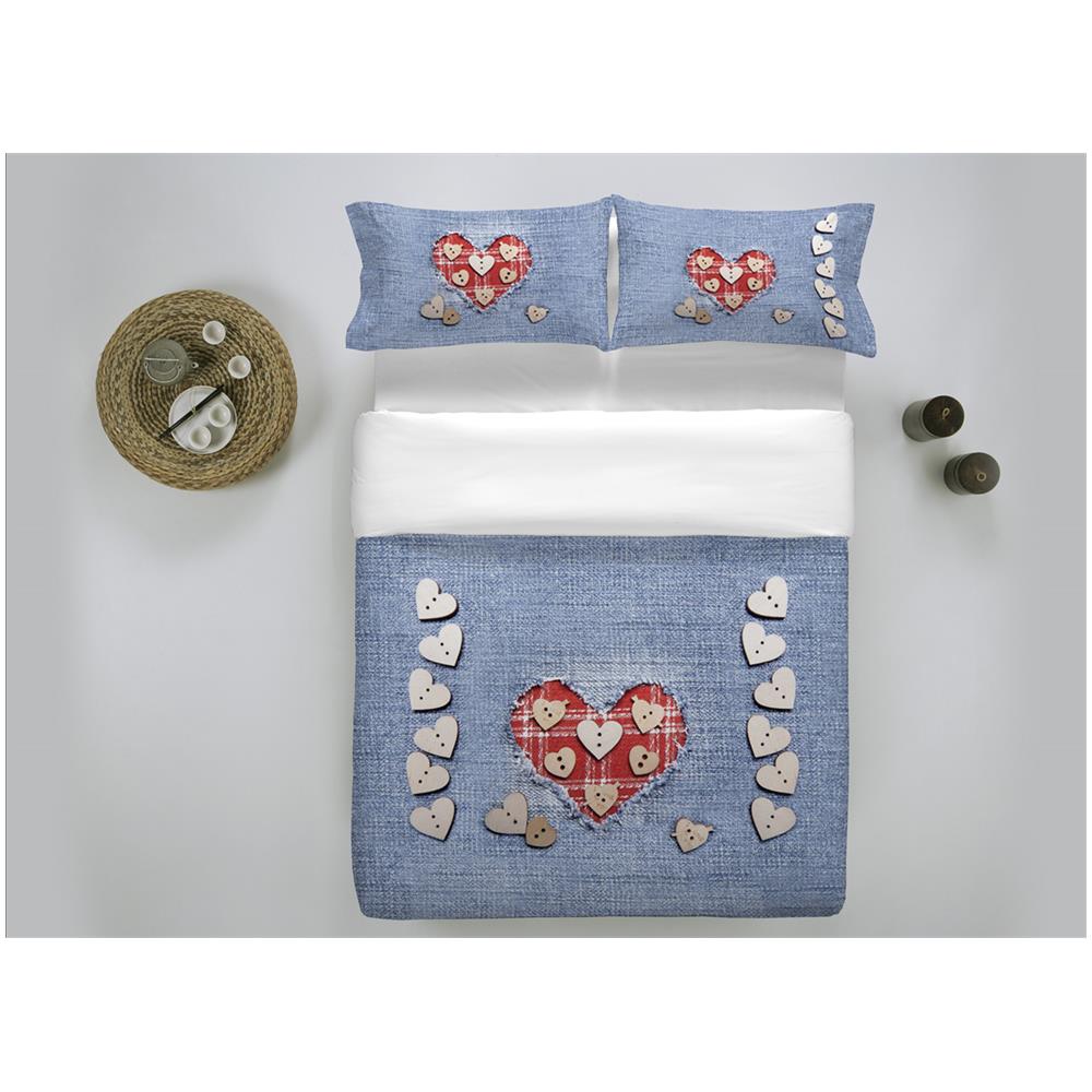 Copripiumino In 100% Cotone Stampa Digitale Modello Fresh Dis. 35 Jeans Matrimoniale Jeans - Foto 2