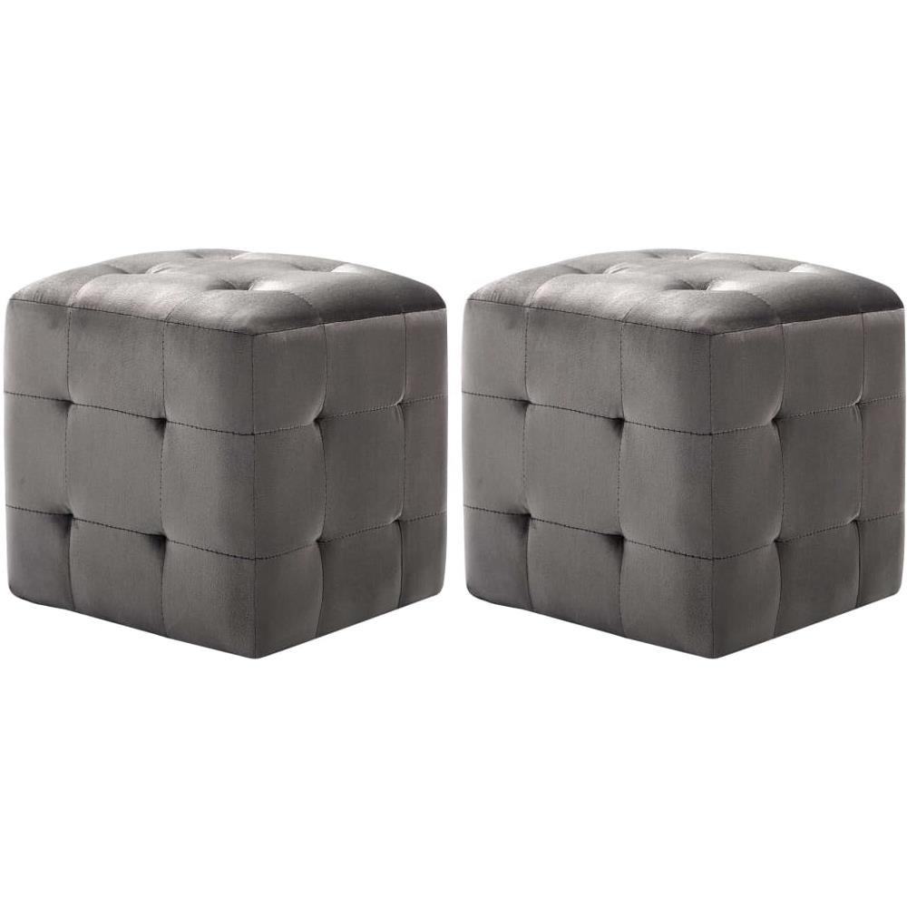 Comodini 2 Pz Grigio 30x30x30 Cm In Tessuto Vellutato - Foto 1