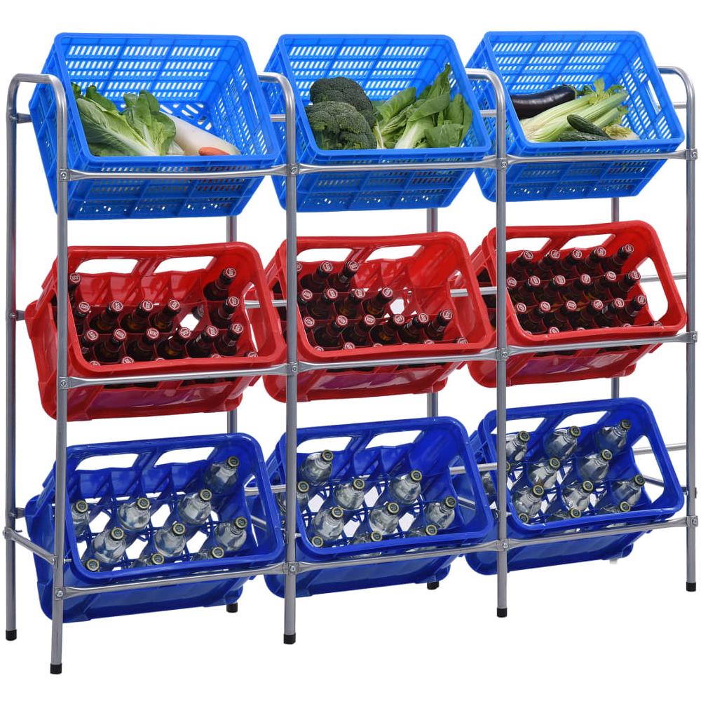 Supporto Con Ripiani Per 9 Casse Argento 145x33x116cm Acciaio - Foto 1