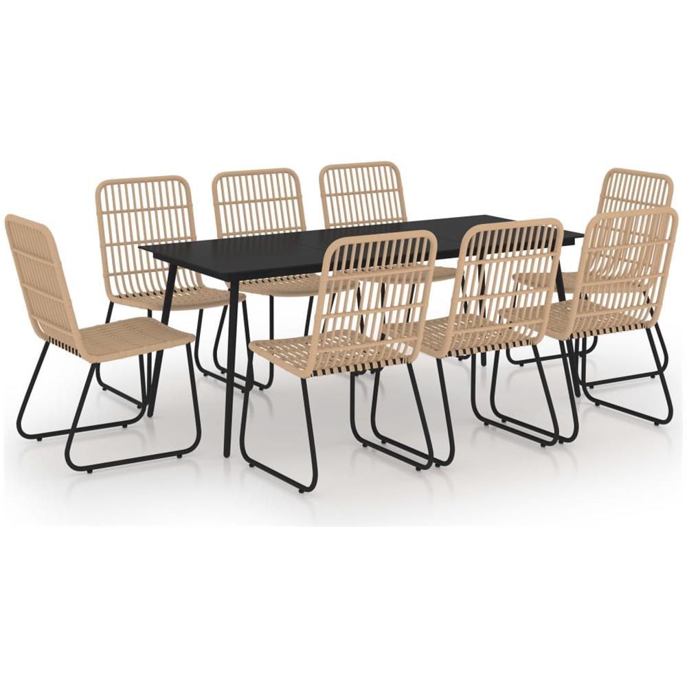 Set Da Pranzo Da Giardino 9 Pz In Polyrattan E Vetro - Foto 1