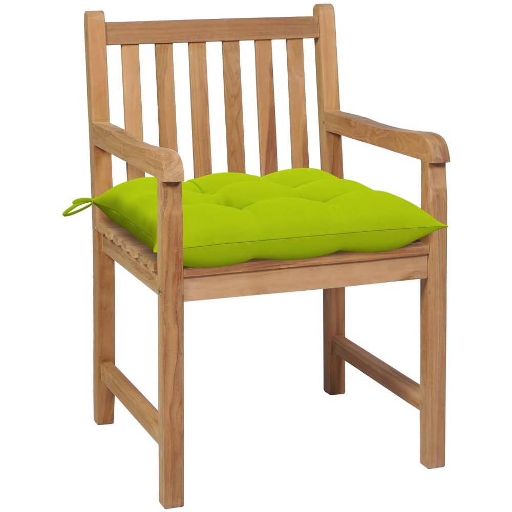 Sedie da Giardino 2 pz Cuscini Verde Brillante in Legno di Teak - Foto 3