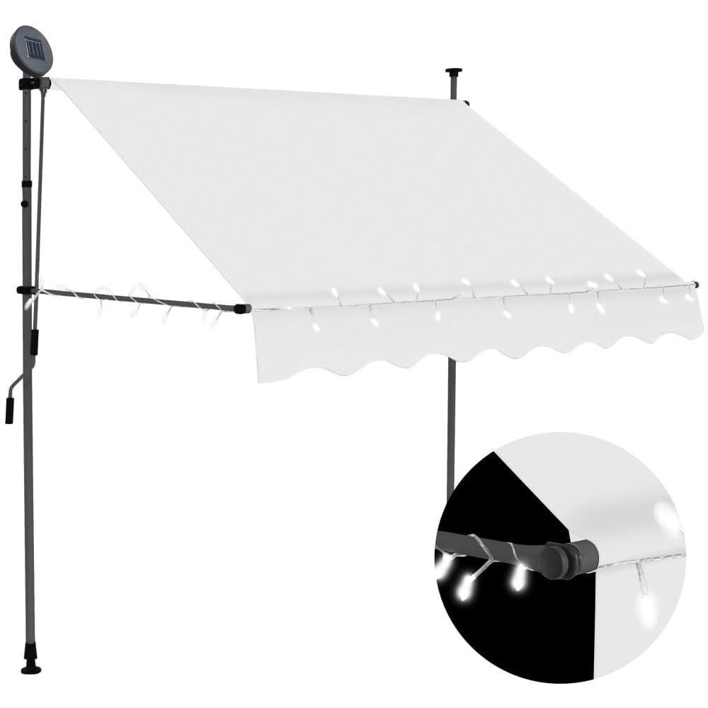 Tenda da Sole Retrattile Manuale con LED 150 cm Crema - Foto 1