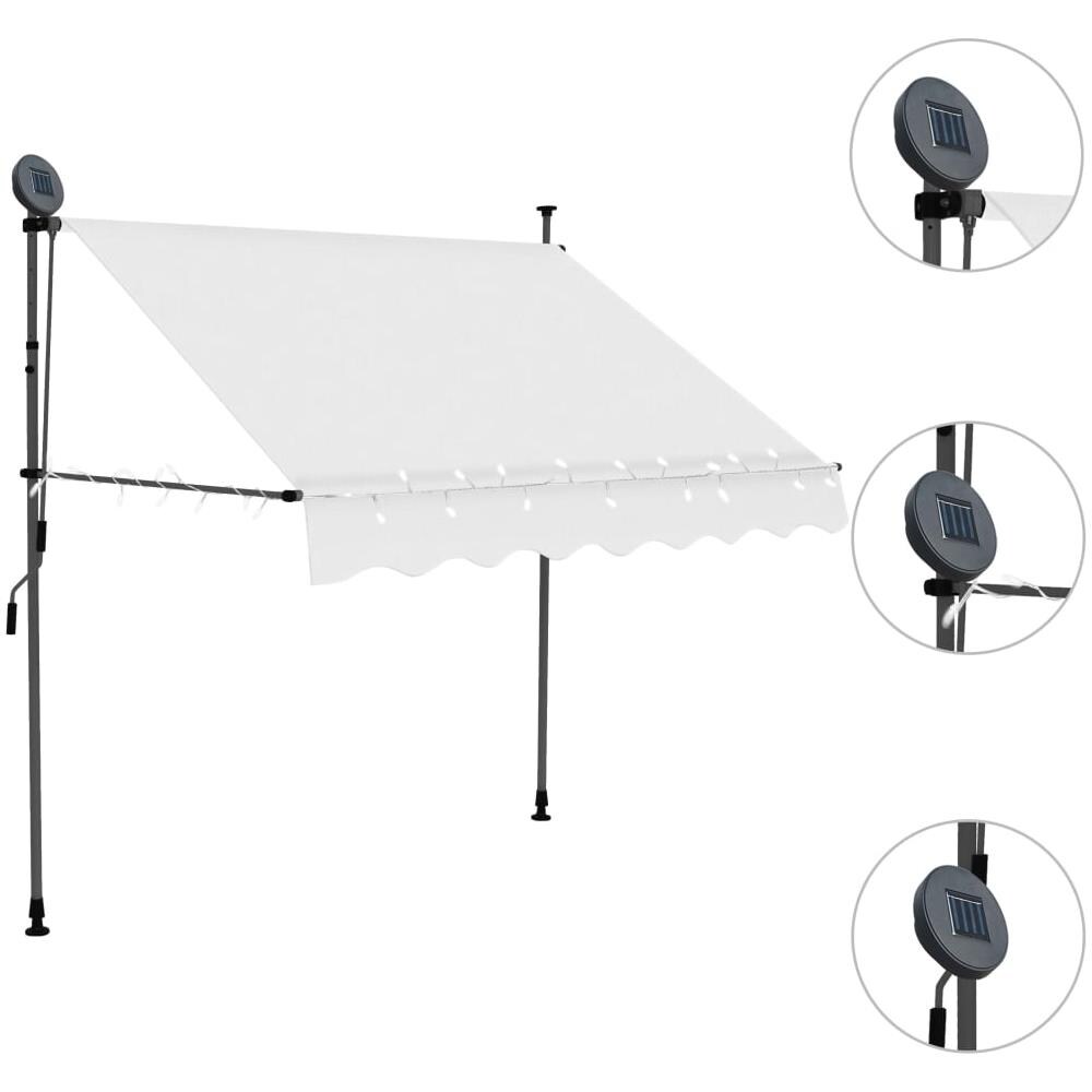 Tenda da Sole Retrattile Manuale con LED 150 cm Crema - Foto 3