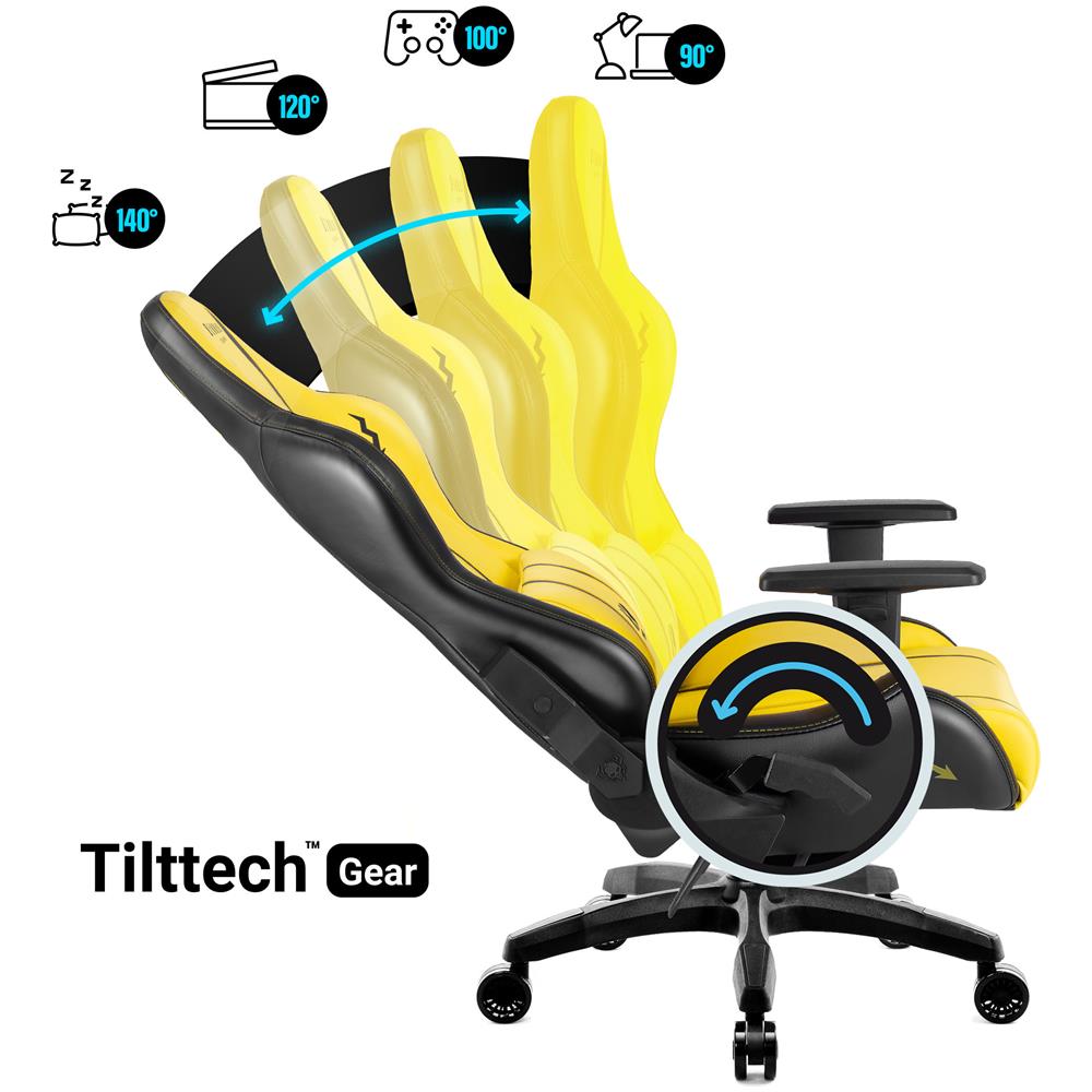 X-one 2.0 Sedia Da Gaming Gamer Chair Poltrona Ufficio Scrivania Braccioli Regolabili Design Ergonomico Supporto Lombare Funzione Di Inclinazione Electric Yellow Normal L - Foto 5