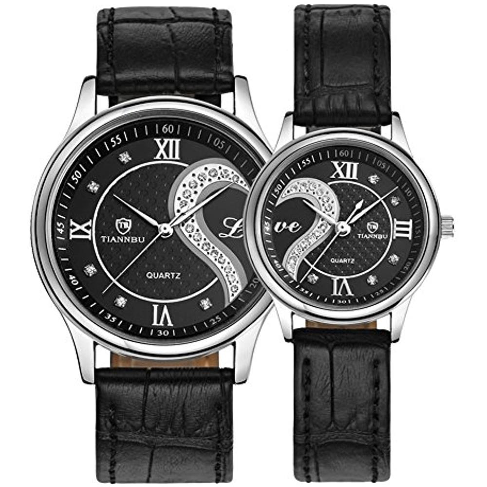 Fq-102 Coppia Di Orologi Lui&, lei Ultrasottili, Cinturino In Pelle, Colore Nero - Foto 1