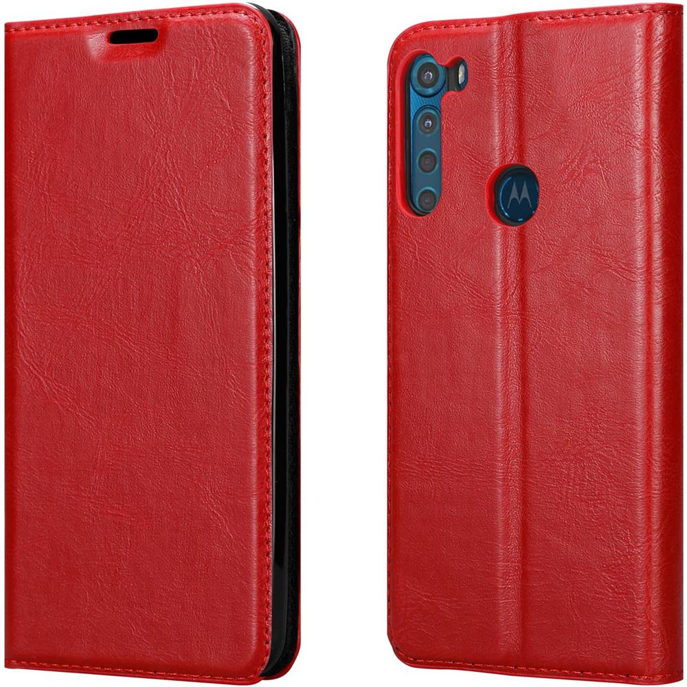 Custodia Compatibile Con Motorola One Fusion+ In Rosso Mela - Coperchio Protettiva Con Chiusura Magnetica, Funzione Stand E Tasca Per Le Carte - Foto 8