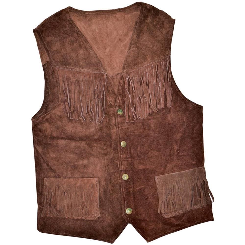 Uomo Occidentale Cowboy Giacca Giallo Scamosciato Pelle Vintage Frange - Foto 7