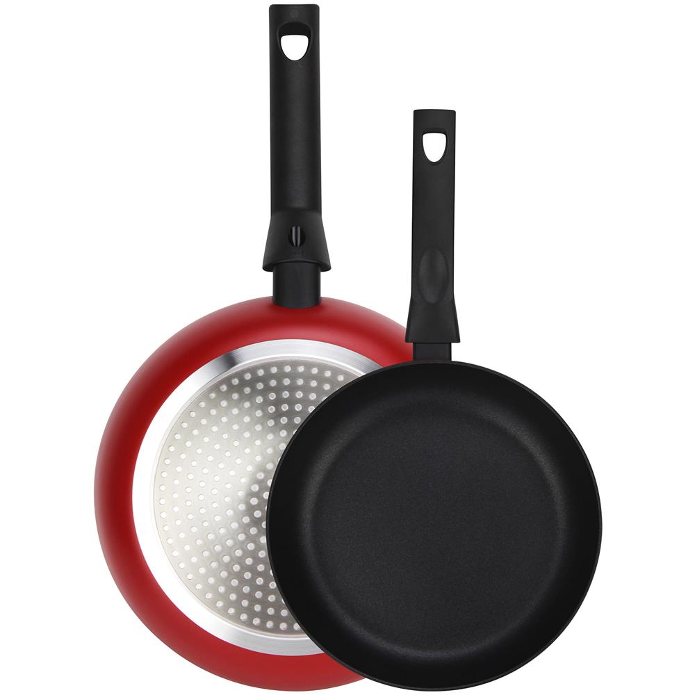 Nela Rouge Set Di 2 Padelle Induzione 20-24 Cm, Alluminio 3 Mm, Antiaderente Senza Pfoa Rosso - Foto 1