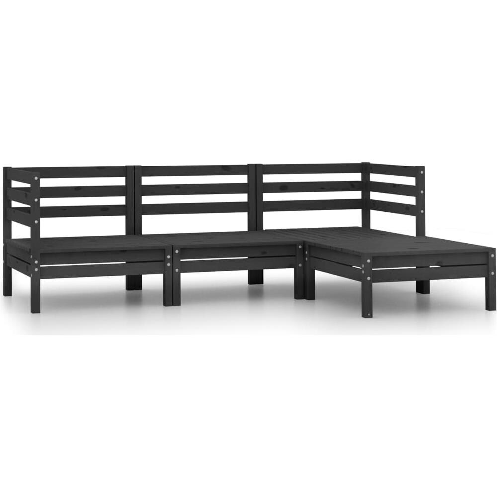 Set Divani Da Giardino 4 Pz In Legno Massello Di Pino Nero - Foto 1