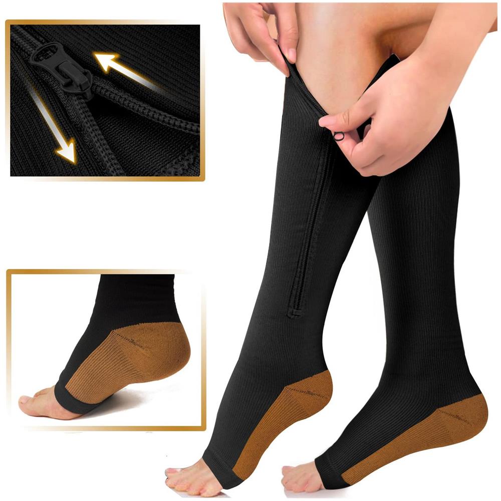 Calze A Compressione Con Cerniera 1 Paio Nero L /xl - Foto 1