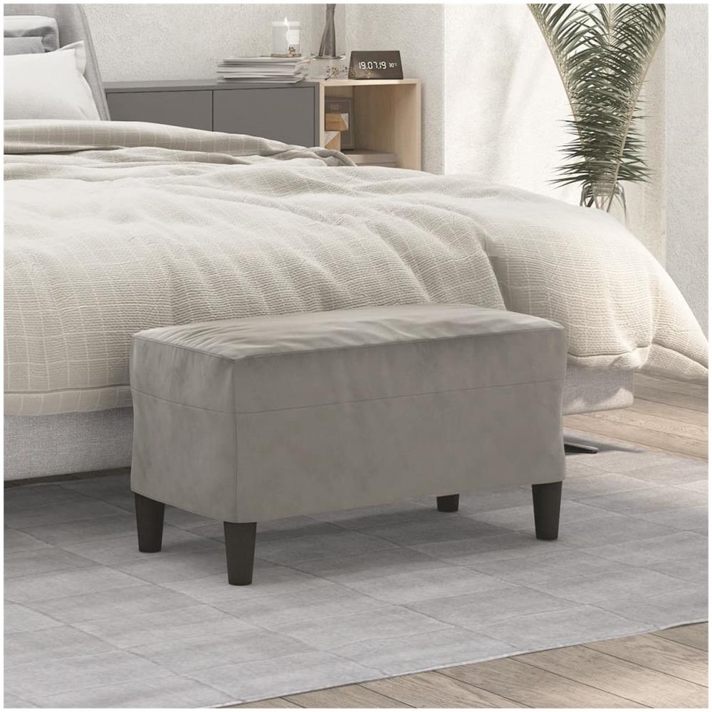 Panca Grigio Chiaro 70x35x41 Cm In Velluto - Foto 1