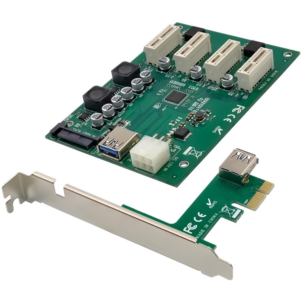 PCIE X1 TO 4 PCIE X1 SLOTS RISER - Foto 1