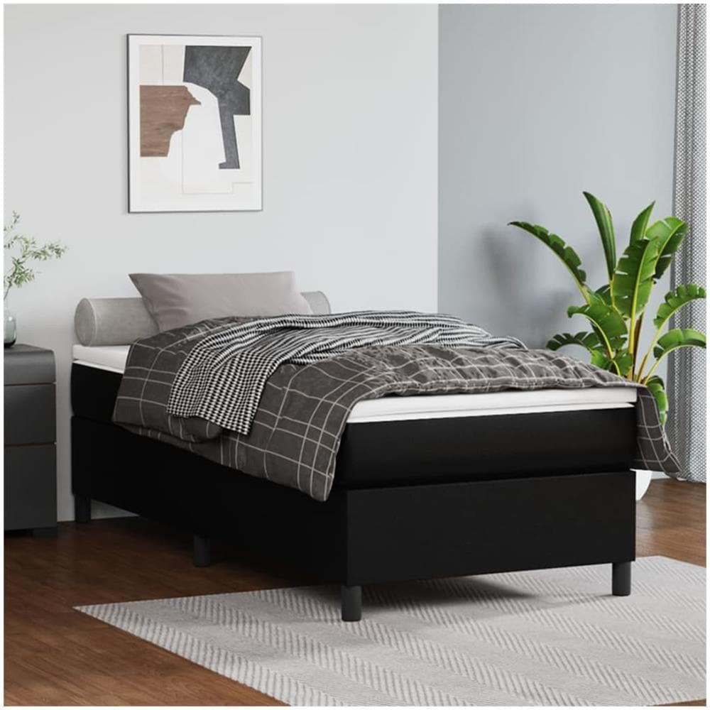 Giroletto A Molle Nero 90x190 Cm In Similpelle - Foto 1