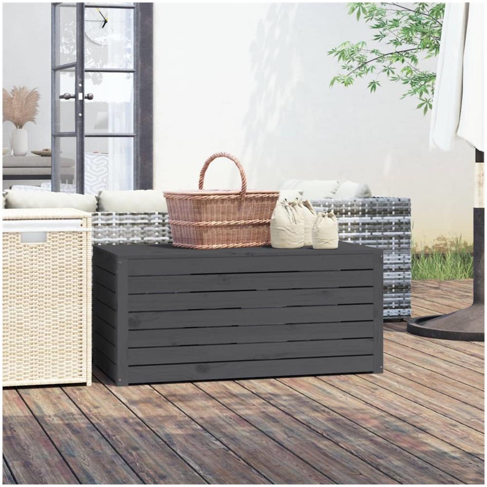 Contenitore Giardino Grigio 101x50,5x46,5cm Legno Massello Pino - Foto 1