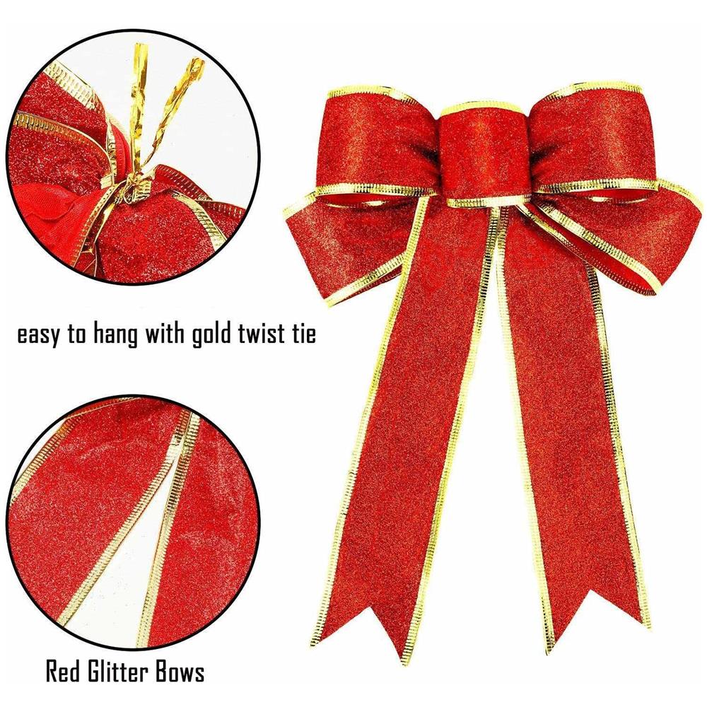 Fiocchi Natalizi Decorazione Natalizia Rossa, Confezione Da 5 - Foto 2