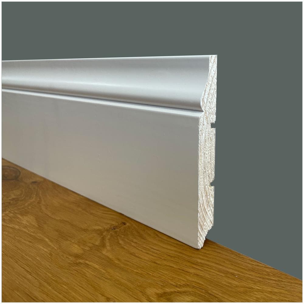 Battiscopa Premium In Legno Massello Mod.barocco 120x16 Laccato Bianco Liscio (prezzo Al Metro) - Foto 1