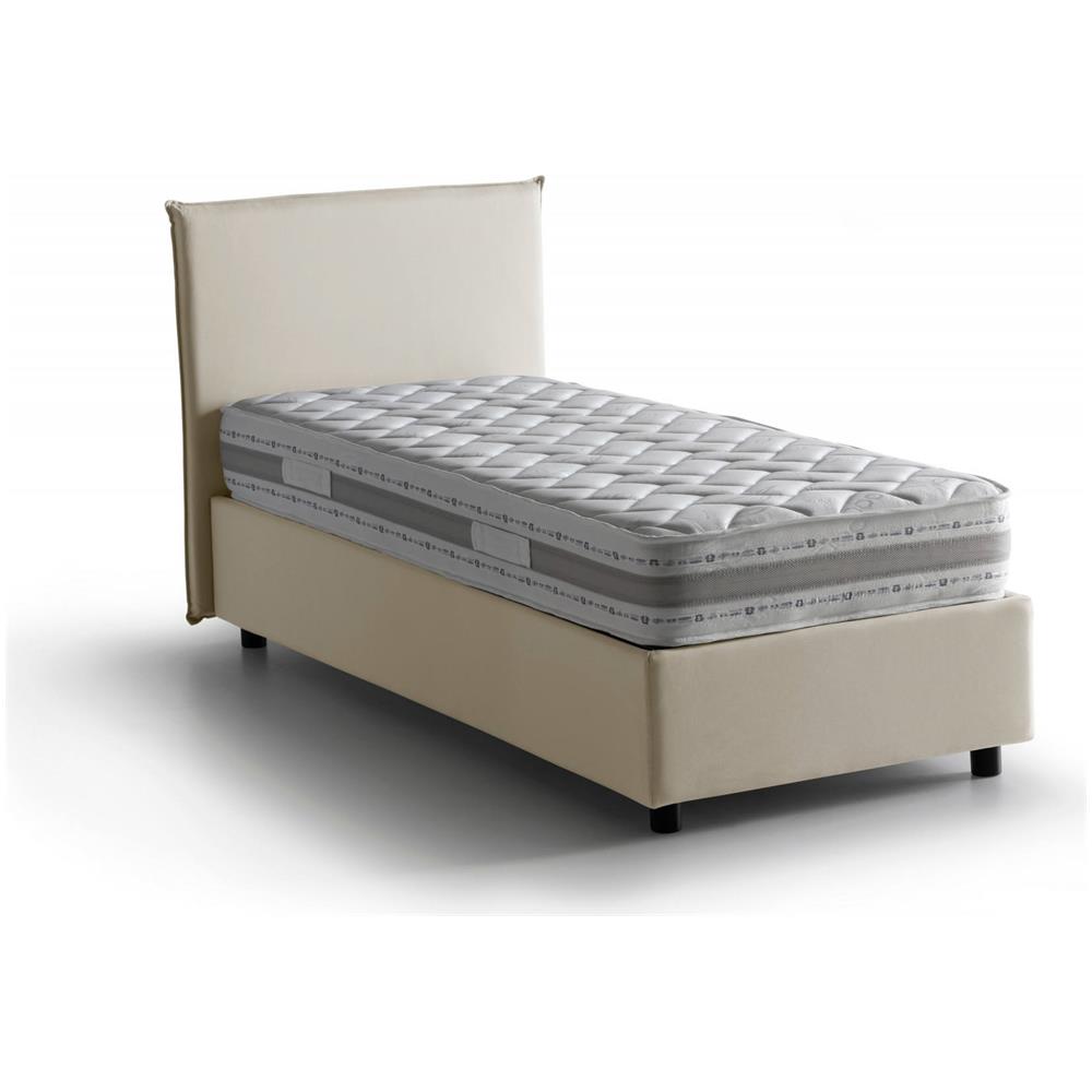 TALAMO ITALIA Letto Singolo Cira Letto Contenitore Con Rivestimento In Tessuto 100% Made In Italy Apertura Frontale Adatto Per Materasso Cm 90x200 Beige OG12344