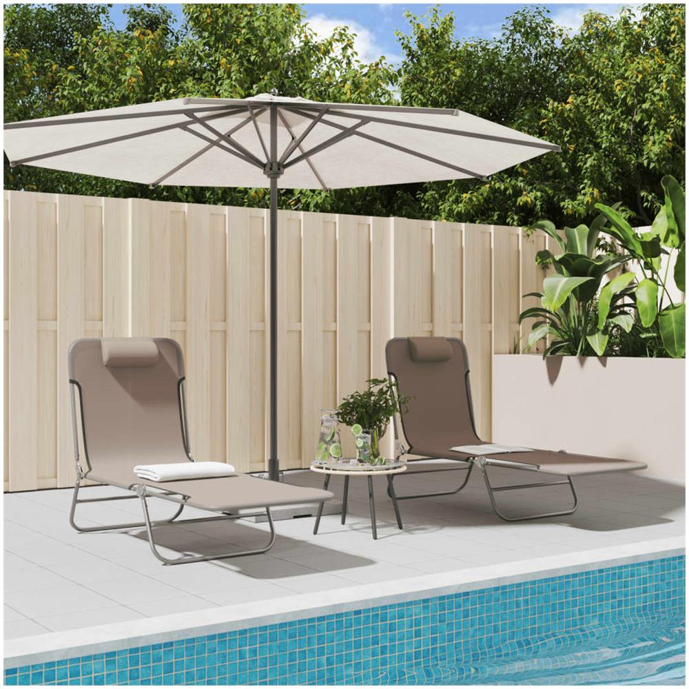 Lettini Prendisole 2 Pz Marroni In Textilene E Acciaio - Foto 1