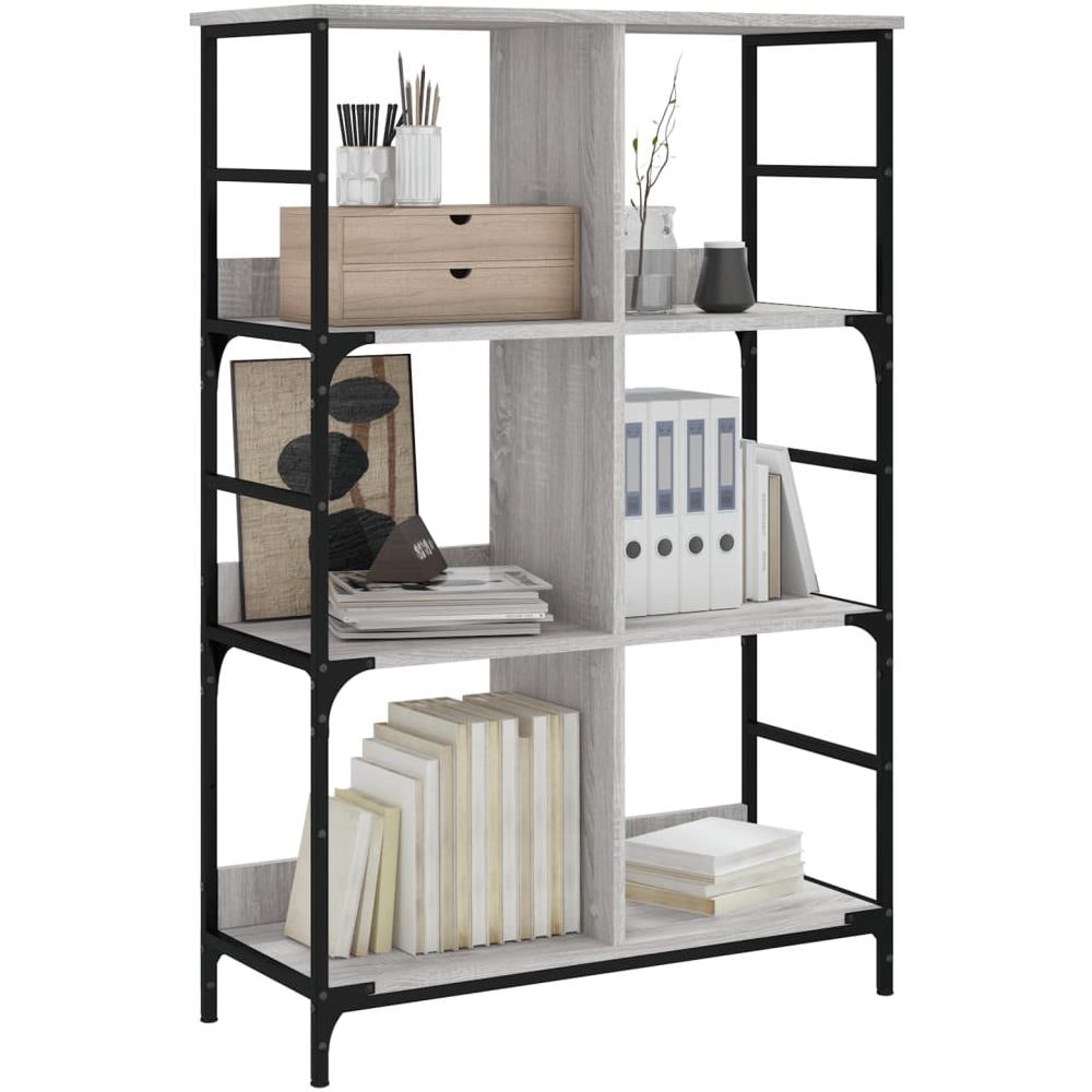 Libreria Grigio Sonoma 78,5x33x117,5 Cm In Legno Multistrato - Foto 3