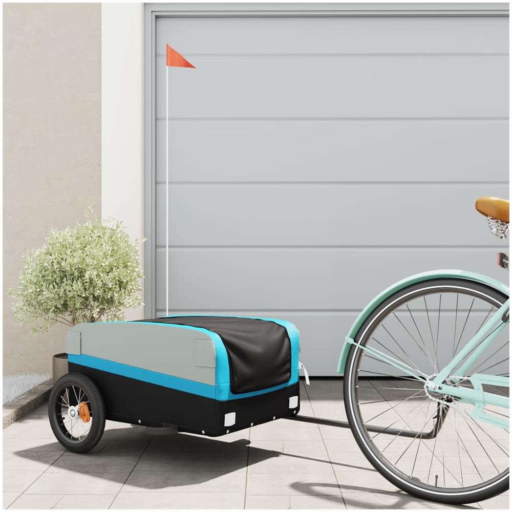Rimorchio Da Bici Da Carico Nero E Blu 30 Kg In Ferro - Foto 1