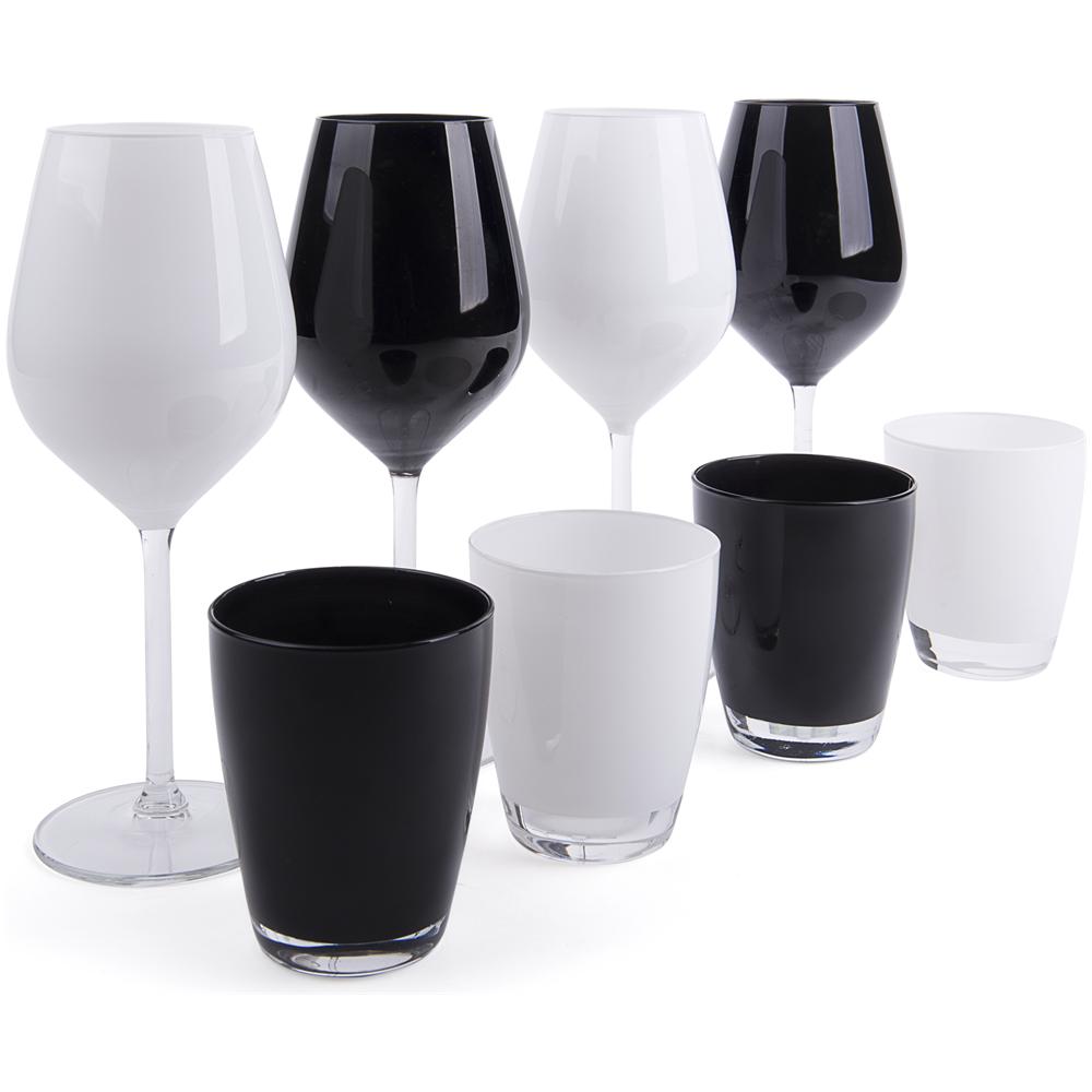 Set 4 calici+4 bicchieri bianco / nero - Foto 1