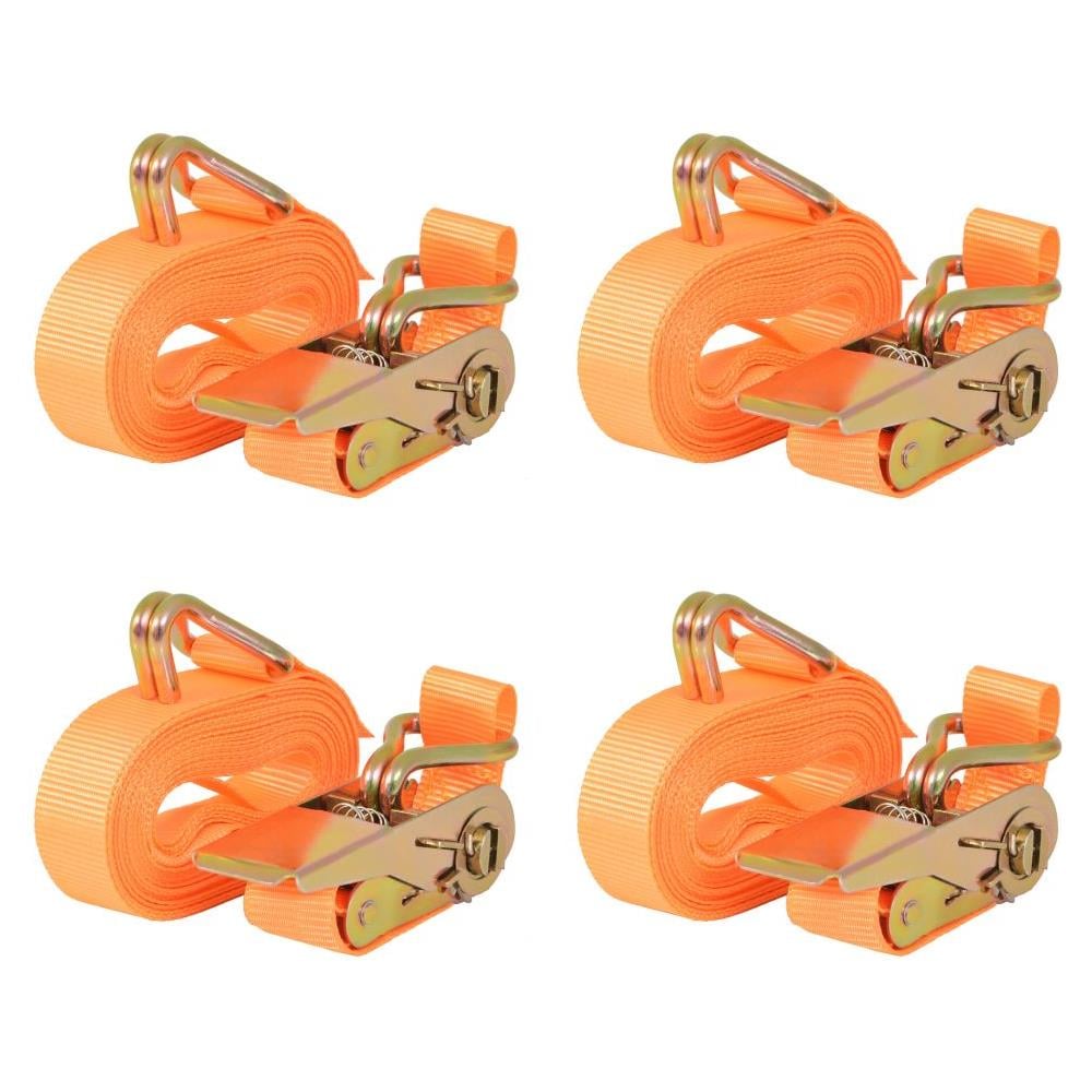 Cinghie D'ancoraggio 4 Pz A Cricchetto 0,4 T 6mx25mm Arancione - Foto 1