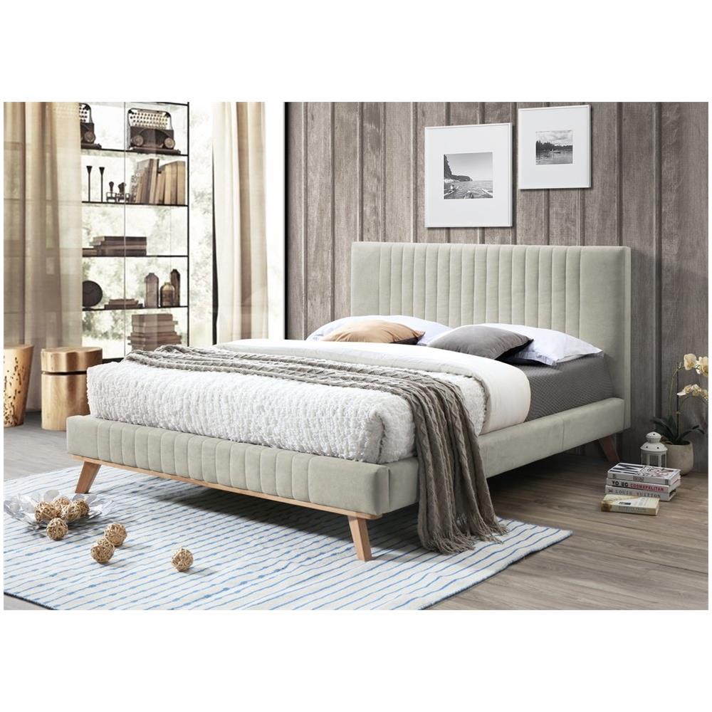 Letto Matrimoniale In Ciniglia Beige 160x200 Cm Talence - Foto 2
