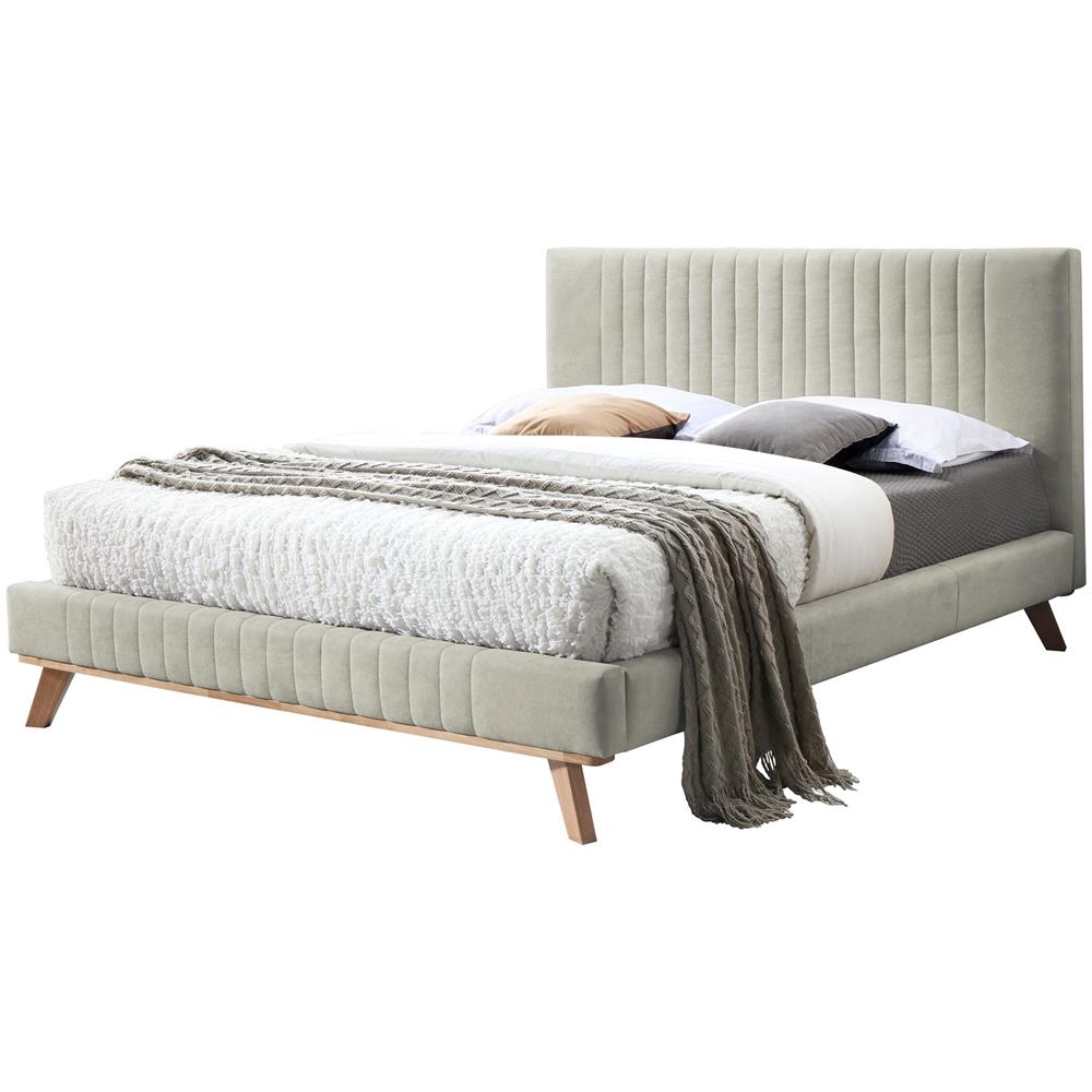 Letto Matrimoniale In Ciniglia Beige 160x200 Cm Talence - Foto 1