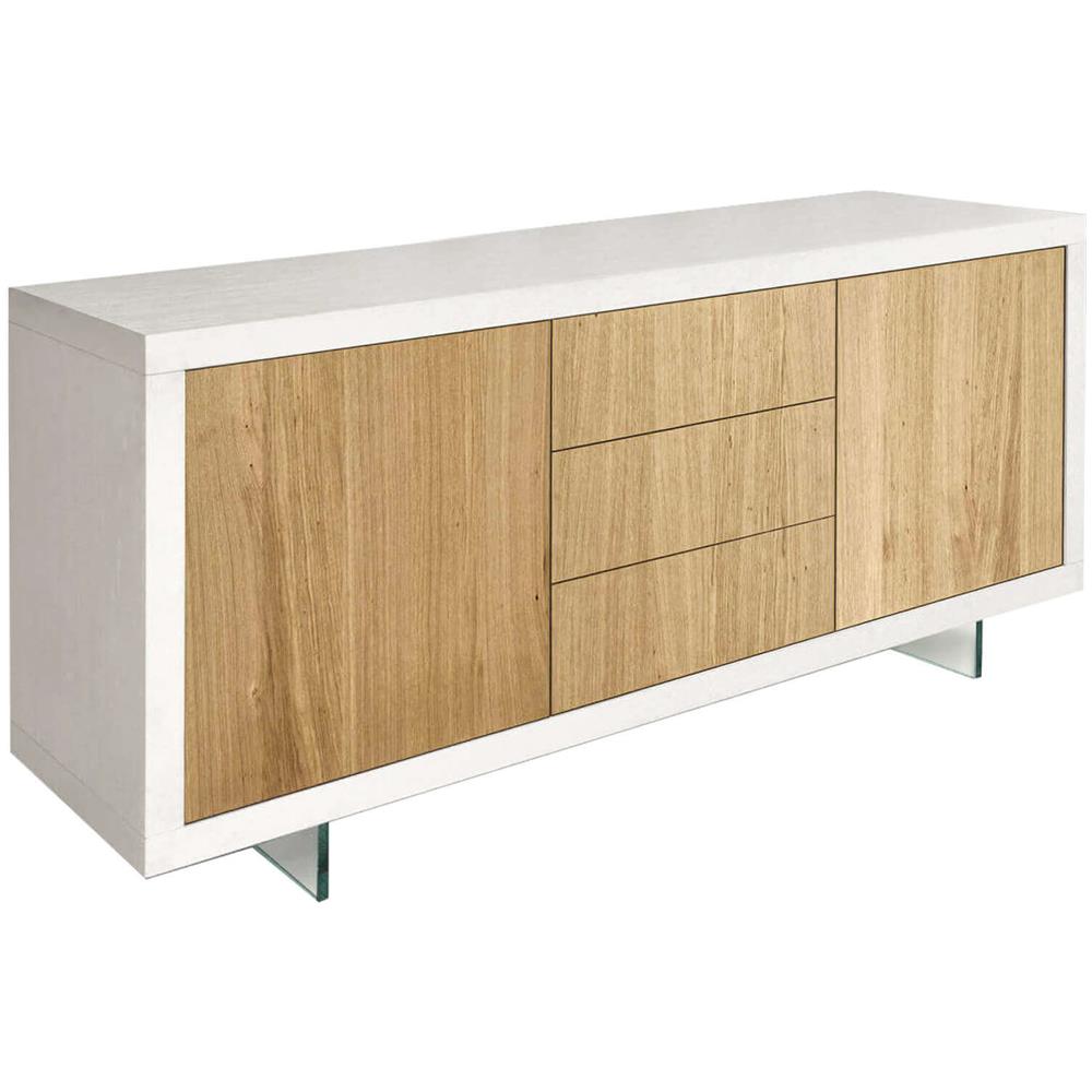 Mobile Base Cm 186x45x87h Naturale E Bianco Per Cucina Sala Da Pranzo Salotto Soggiorno Camera Da Letto Ufficio - Foto 1