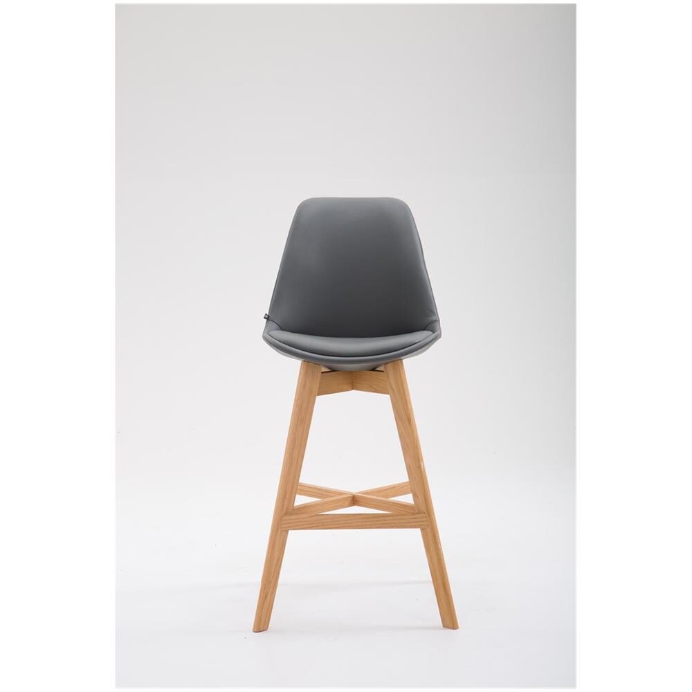 Sgabello Design Tulip Cannes in Similpelle I Sgabello Bar in Legno di Quercia I Sedia Cucina con Poggiapiedi E Schienale Grigio Natura - Foto 2