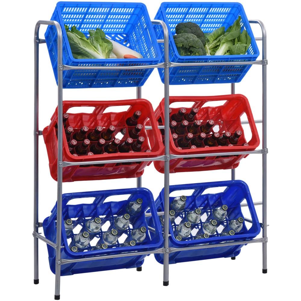 Supporto Con Ripiani Per 6 Casse Argento 96x33x116 Cm Acciaio - Foto 1