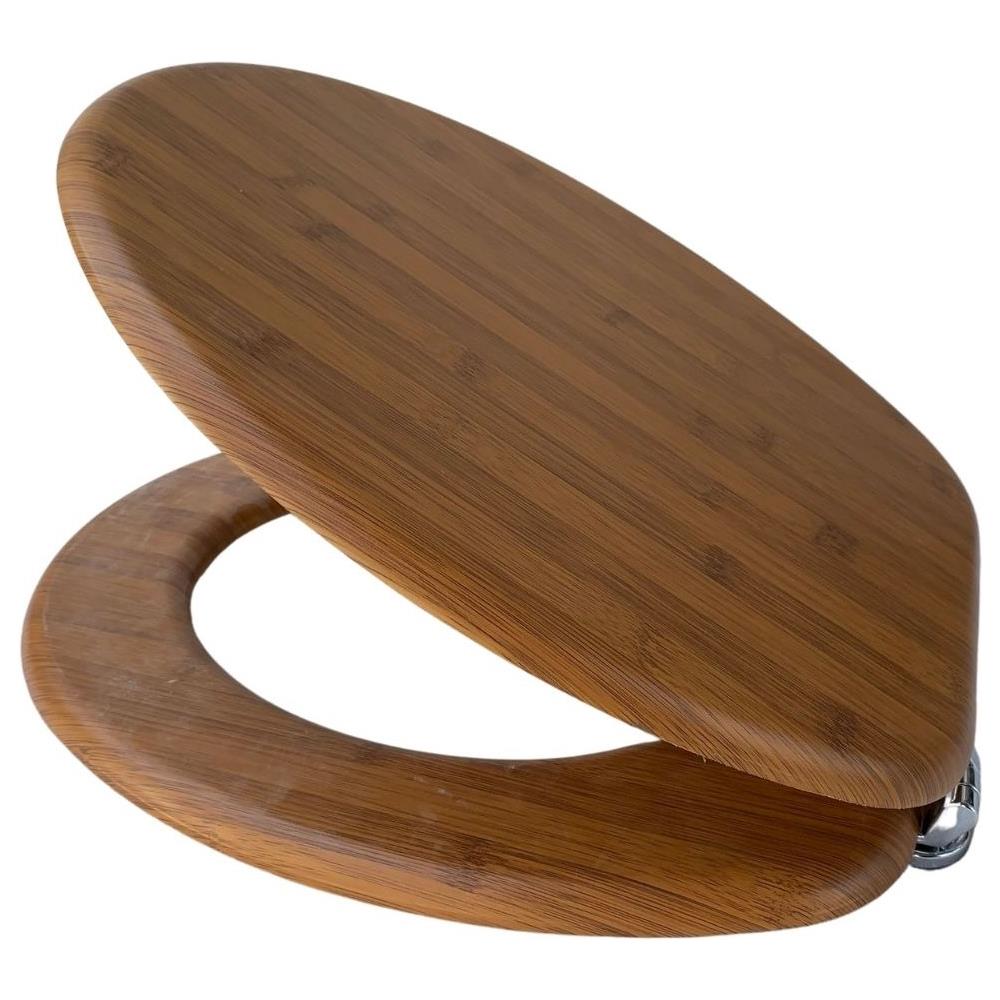 Sedile Copri Water Universale Bamboo Mdf Legno Pesante Acero Scuro - Foto 1