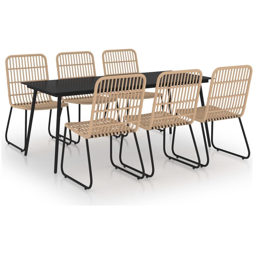 Set Da Pranzo Da Giardino 7 Pz In Polyrattan E Vetro - Foto 1