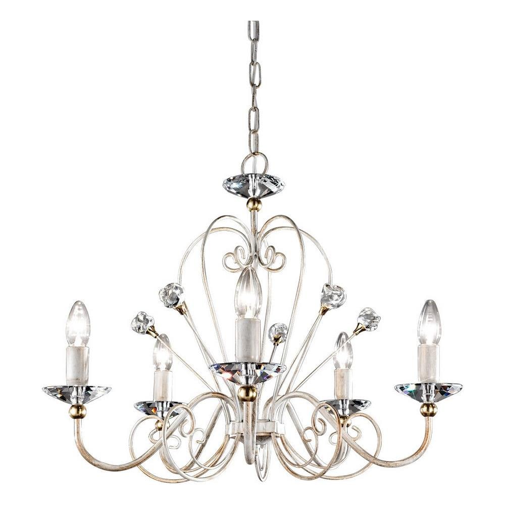Lampadario Lifestyle A 5 Bracci In Vetro Di Murano Laccato Champagne, Oro, 5x E14 - Foto 1