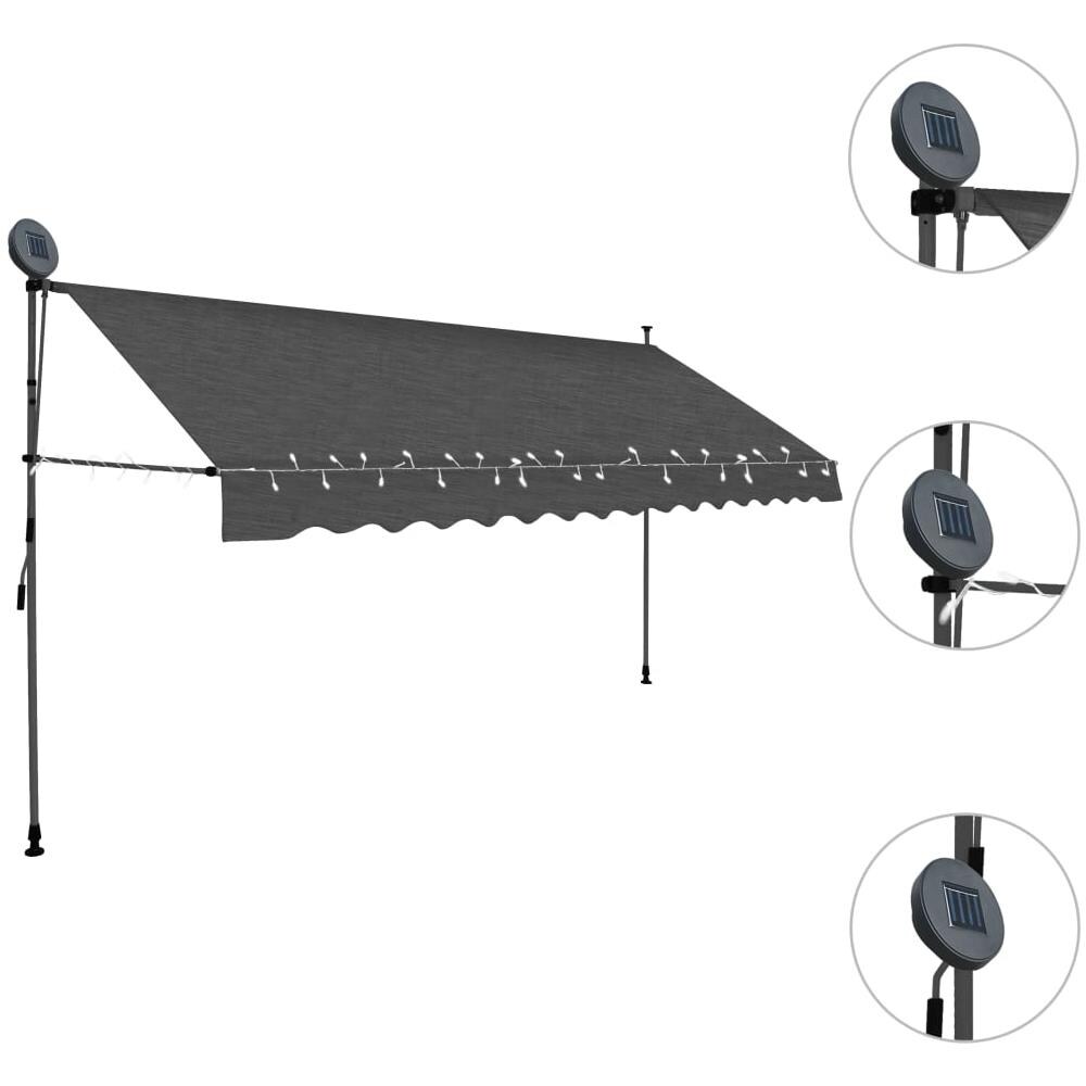 Tenda da Sole Retrattile Manuale con LED 400 cm Antracite - Foto 3