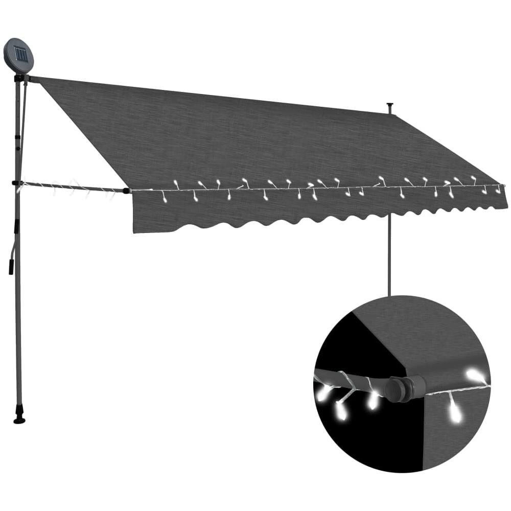 Tenda da Sole Retrattile Manuale con LED 400 cm Antracite - Foto 1