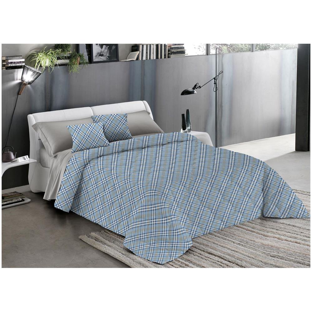 Trapuntino Piumino Estivo Pensieri Delicati Disegno Scotty Scozzese Singolo Azzurro - Foto 1