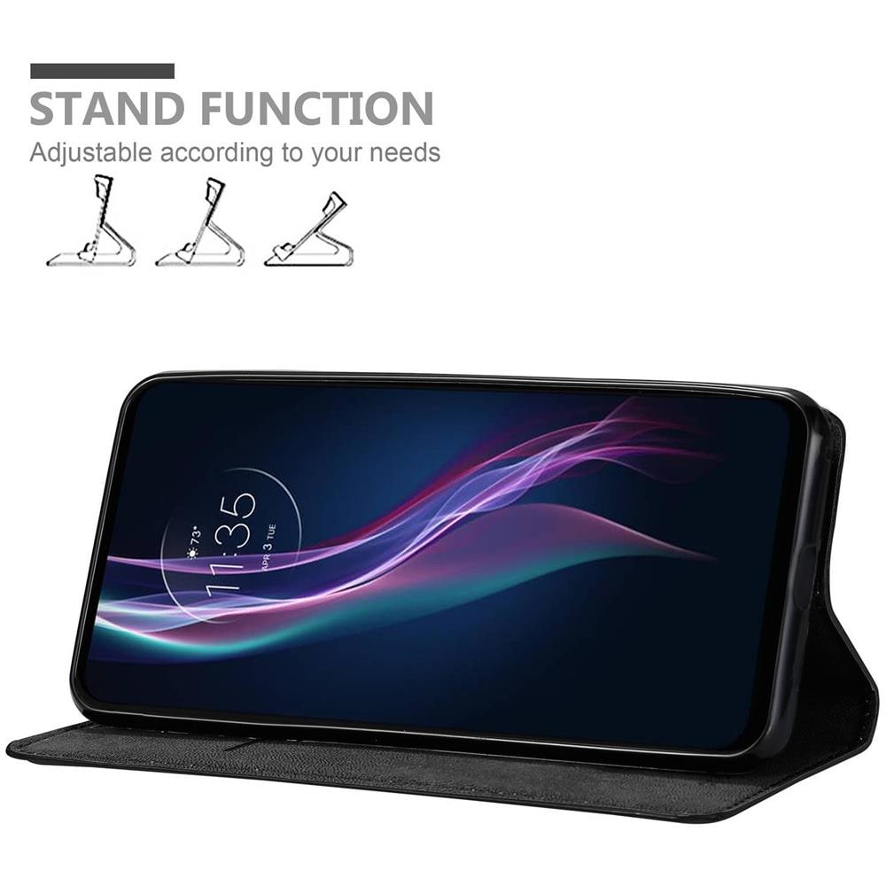 Custodia Compatibile Con Motorola One Fusion+ In Nero Di Notte - Coperchio Protettiva Con Chiusura Magnetica, Funzione Stand E Tasca Per Le Carte - Foto 2