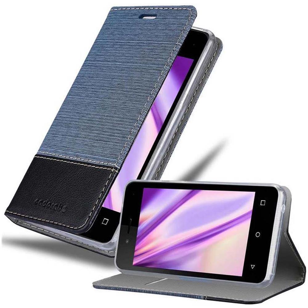 Custodia Compatibile Con Wiko Sunny 3 Mini In Blu Scuro Nero - Coperchio Protettiva Con Chiusura Magnetica, Funzione Stand E Tasca Per Le Carte - Foto 1