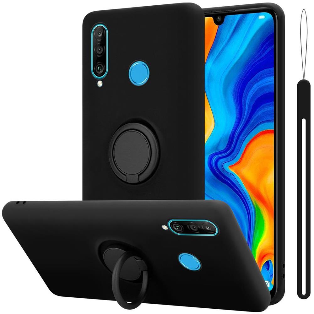 Custodia Compatibile Con Huawei P30 Lite In Liquid Nero - Coperchio Protettivo In Silicone Tpu Flessibile Con Anello - Foto 1