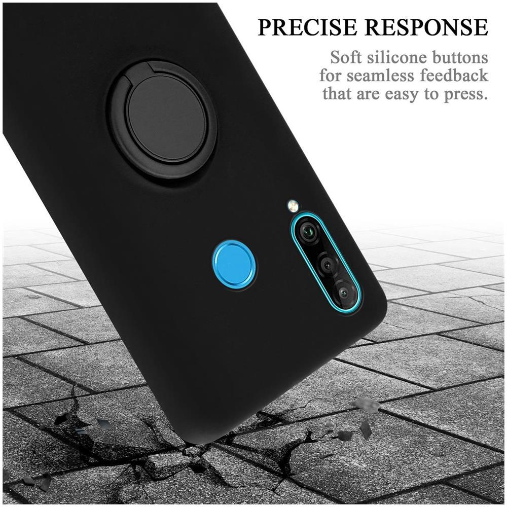 Custodia Compatibile Con Huawei P30 Lite In Liquid Nero - Coperchio Protettivo In Silicone Tpu Flessibile Con Anello - Foto 8