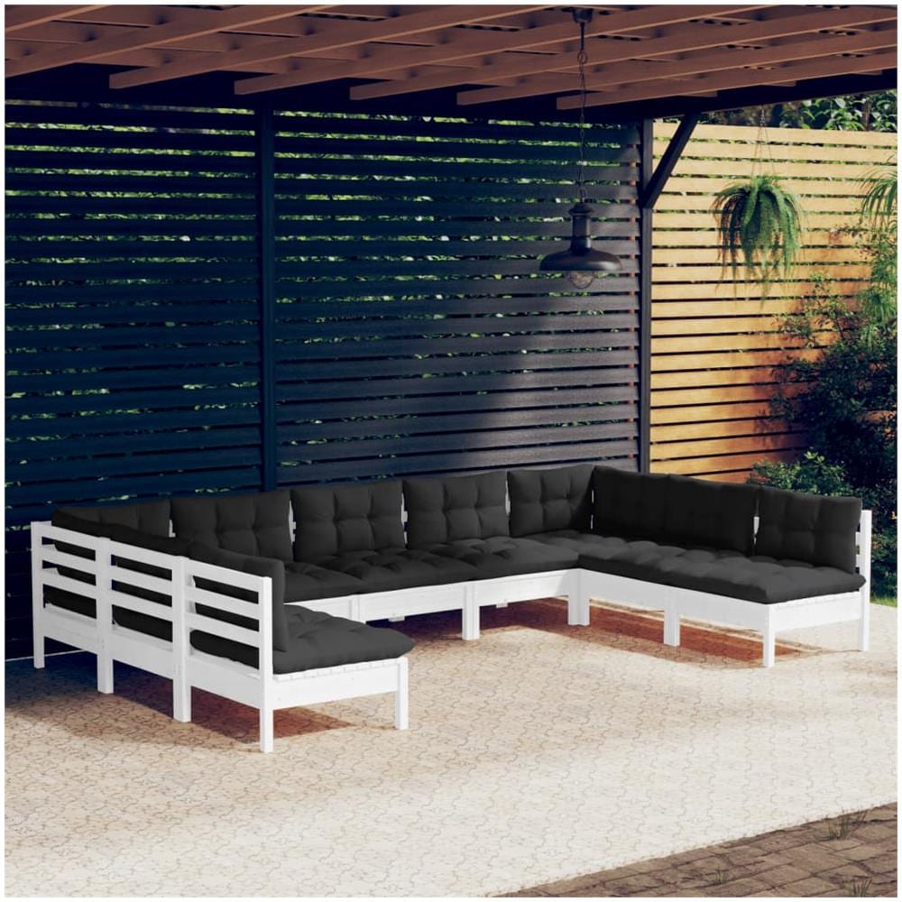 VidaXL Set Divani Da Giardino 5 Pezzi In Legno Massello Di Acacia – 4 Sedie E Tavolino Con Cuscini Grigi