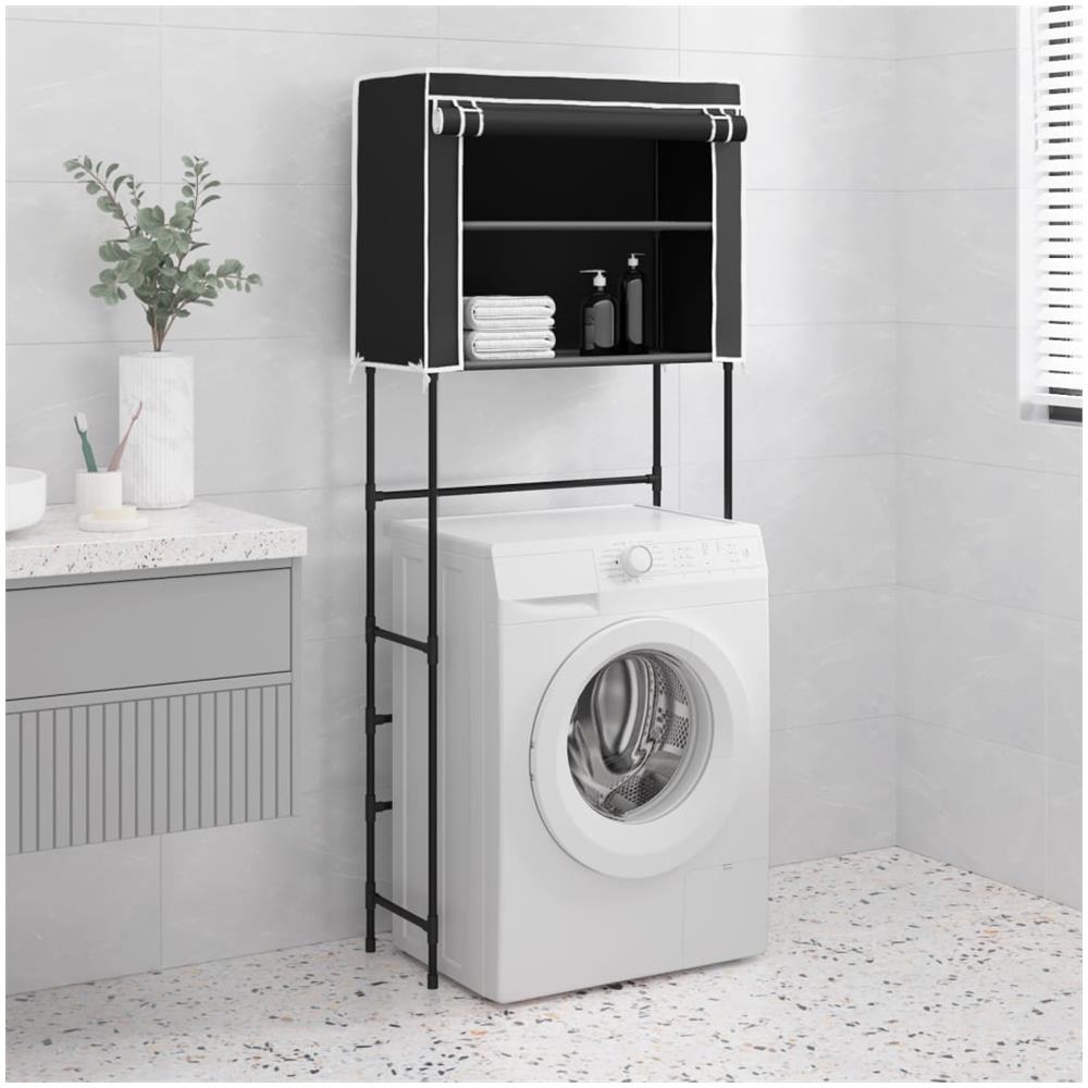 Rastrelliera per Lavatrice 2 Livelli Nera 71x29,5x170,5cm Ferro - Foto 1
